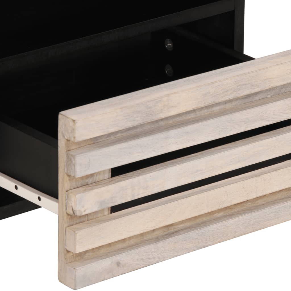 Solid Wood Bedside Cabinet - 40x33x46 cm Bleached Mango Finish