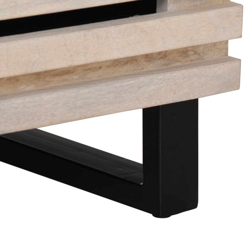 Solid Wood Bedside Cabinet - 40x33x46 cm Bleached Mango Finish