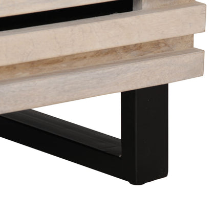 Solid Wood Bedside Cabinet - 40x33x46 cm Bleached Mango Finish