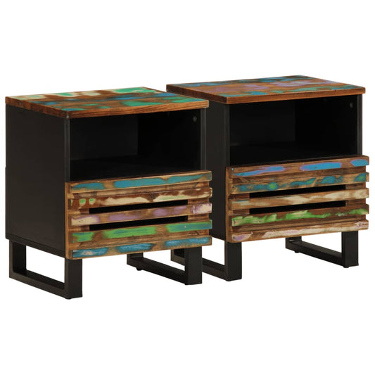 Solid Reclaimed Wood Bedside Cabinets - 2 pcs, 40x33x46 cm