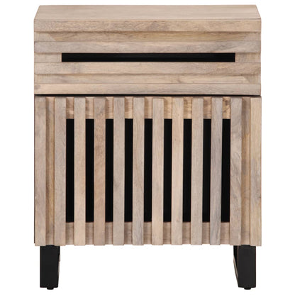 Solid Mango Wood Bedside Cabinet, White, 50x34x60 cm