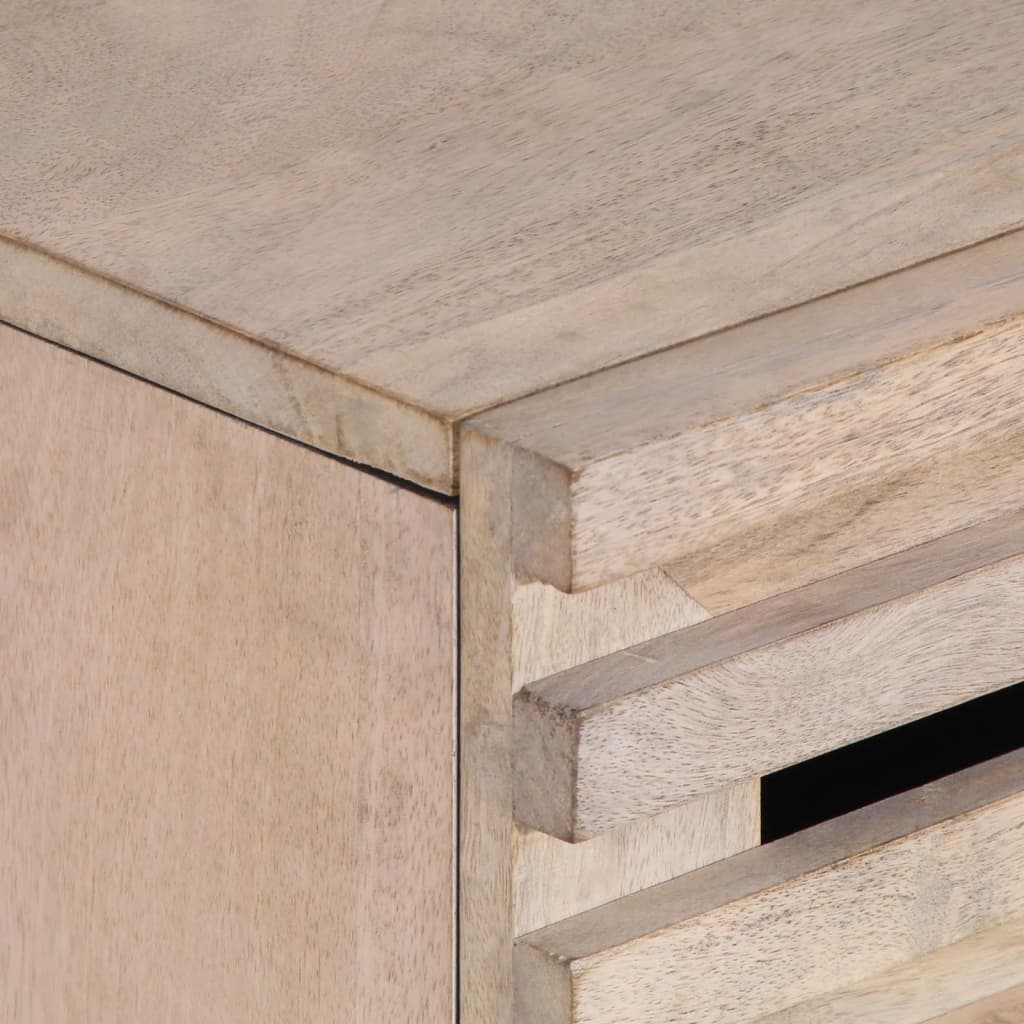 Solid Mango Wood Bedside Cabinet, White, 50x34x60 cm