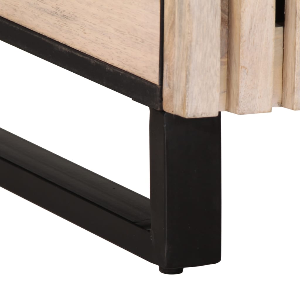 Solid Mango Wood Bedside Cabinet, White, 50x34x60 cm