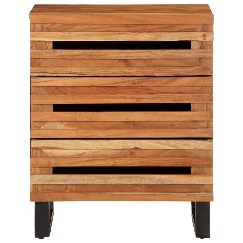 Solid Acacia Wood Bedside Cabinet - 50x34x62 cm Elegance