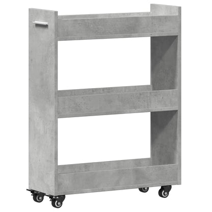 Concrete Grey Engineered Wood Cabinet with Wheels, 60x22x79cm