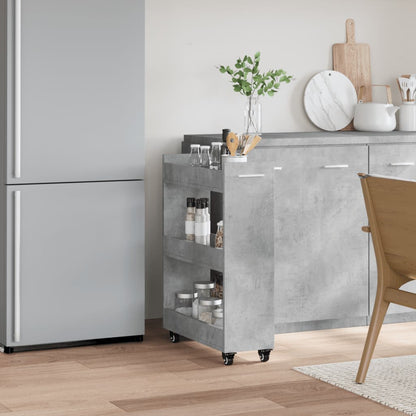 Concrete Grey Engineered Wood Cabinet with Wheels, 60x22x79cm