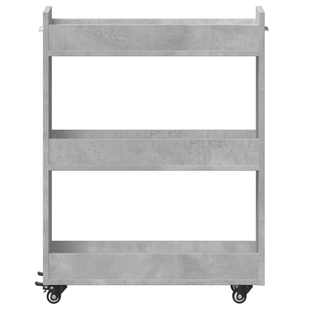 Concrete Grey Engineered Wood Cabinet with Wheels, 60x22x79cm