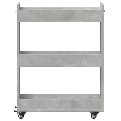 Concrete Grey Engineered Wood Cabinet with Wheels, 60x22x79cm