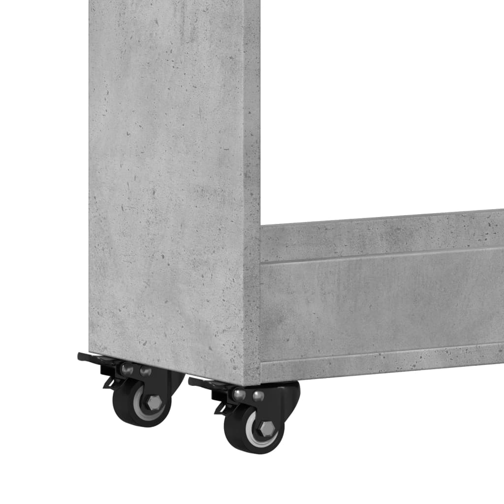 Concrete Grey Engineered Wood Cabinet with Wheels, 60x22x79cm