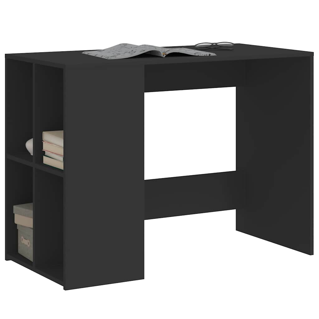 Sleek Black Engineered Wood Desk 102x50x75 cm