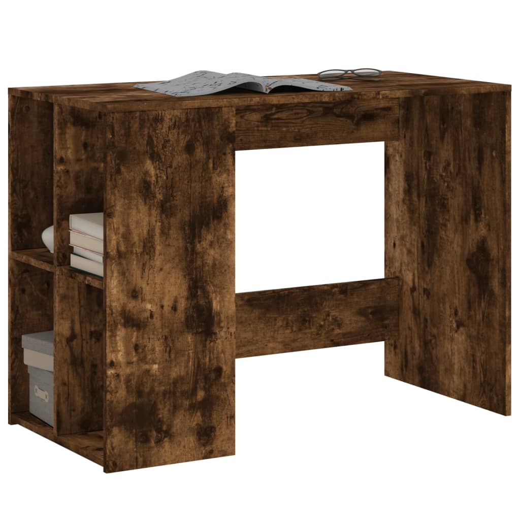 Elegant Smoked Oak Desk - 102x50x75 cm, Engineered Wood