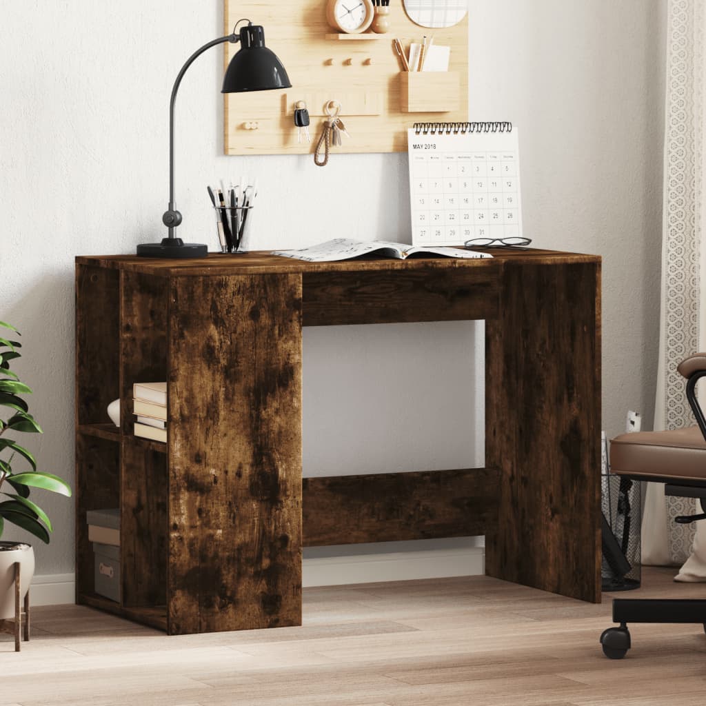 Elegant Smoked Oak Desk - 102x50x75 cm, Engineered Wood