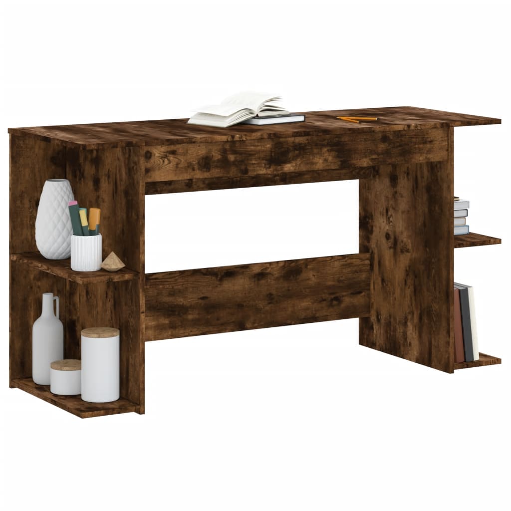 Compact Smoked Oak Desk 140x50x75 cm - Stylish Engineered Wood