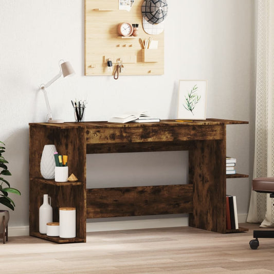 Compact Smoked Oak Desk 140x50x75 cm - Stylish Engineered Wood