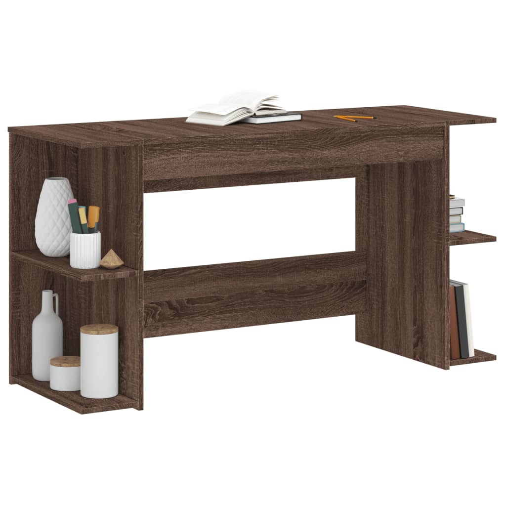 Brown Oak Engineered Wood Desk - 140x50x75 cm