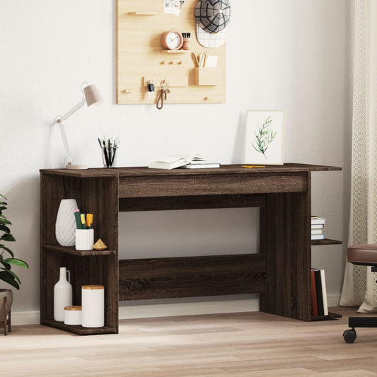 Brown Oak Engineered Wood Desk - 140x50x75 cm