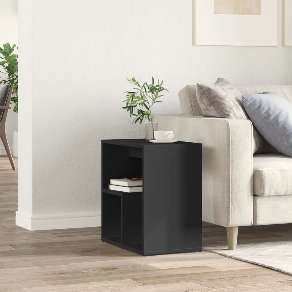 Stylish Black Engineered Wood Side Table 50x30x50 cm