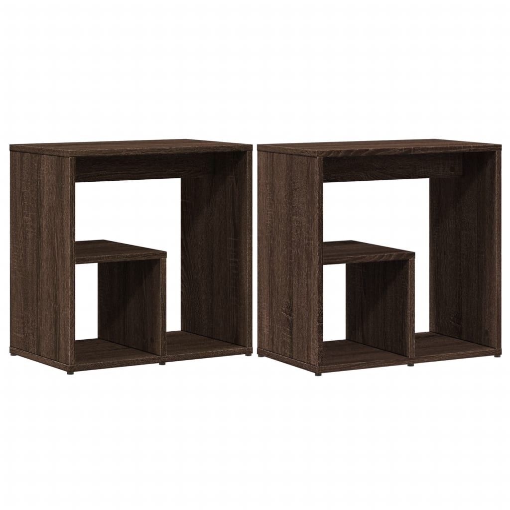 Brown Oak Side Tables Set of 2, 50x30x50 cm, Engineered Wood