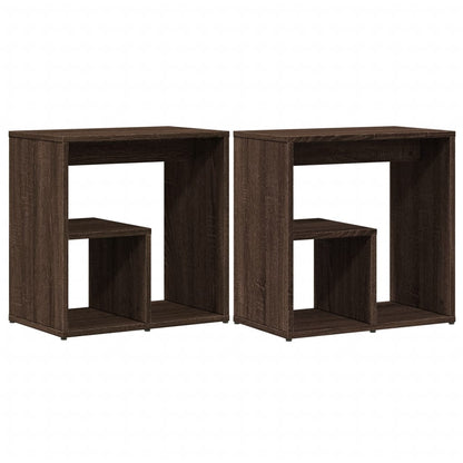 Brown Oak Side Tables Set of 2, 50x30x50 cm, Engineered Wood