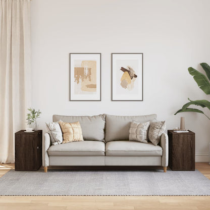 Brown Oak Side Tables Set of 2, 50x30x50 cm, Engineered Wood