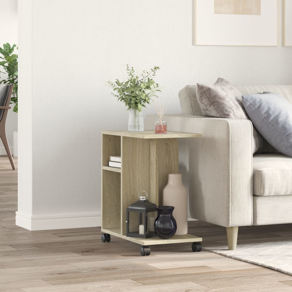 Mobile Side Table in Sonoma Oak, 50x30x55 cm, Engineered Wood