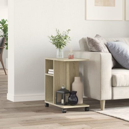 Mobile Side Table in Sonoma Oak, 50x30x55 cm, Engineered Wood