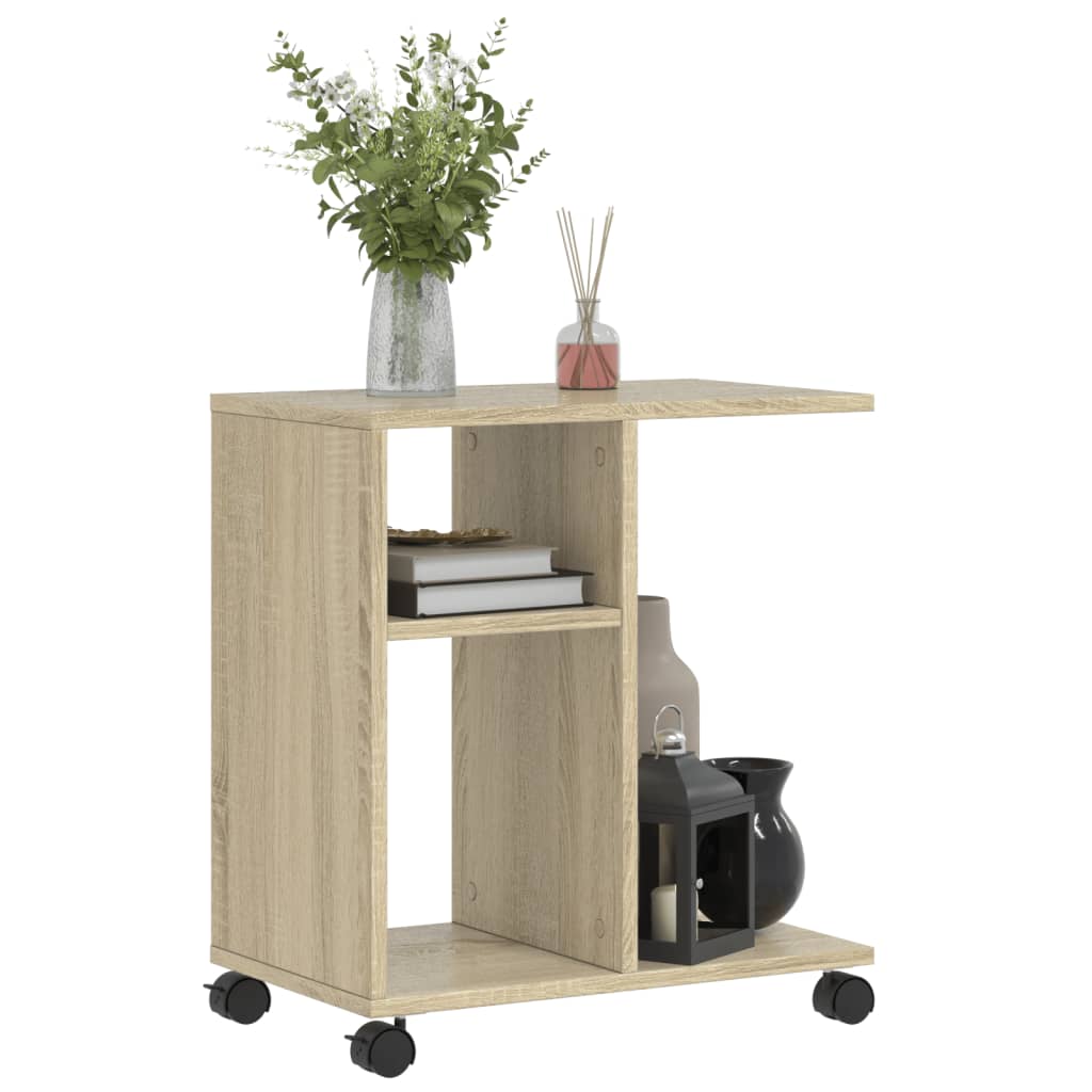 Mobile Side Table in Sonoma Oak, 50x30x55 cm, Engineered Wood