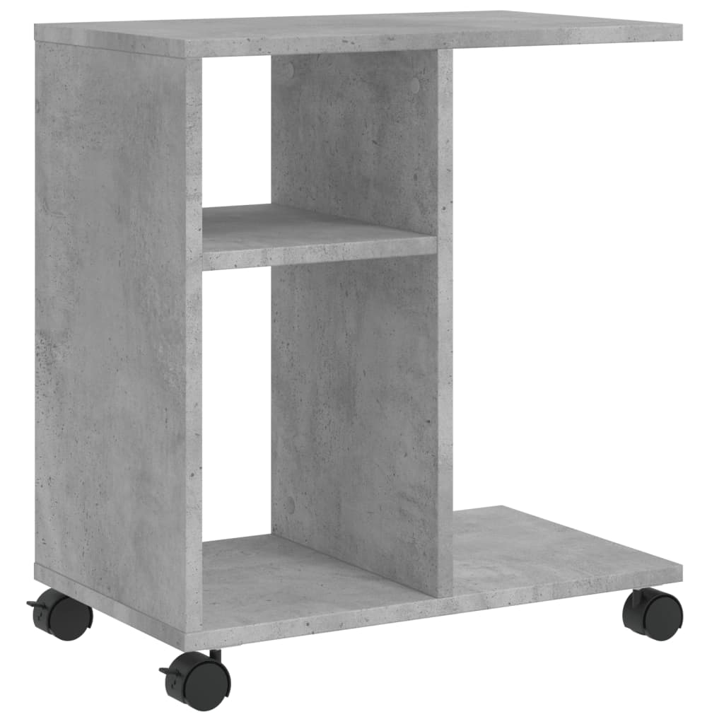 Mobile Concrete Grey Side Table, 50x30x55 cm, Engineered Wood