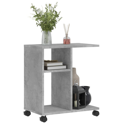 Mobile Concrete Grey Side Table, 50x30x55 cm, Engineered Wood