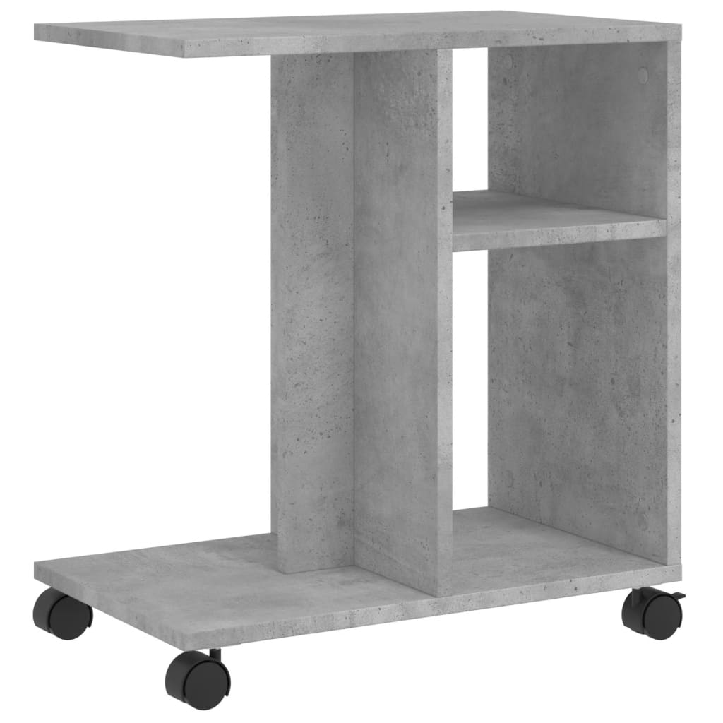 Mobile Concrete Grey Side Table, 50x30x55 cm, Engineered Wood