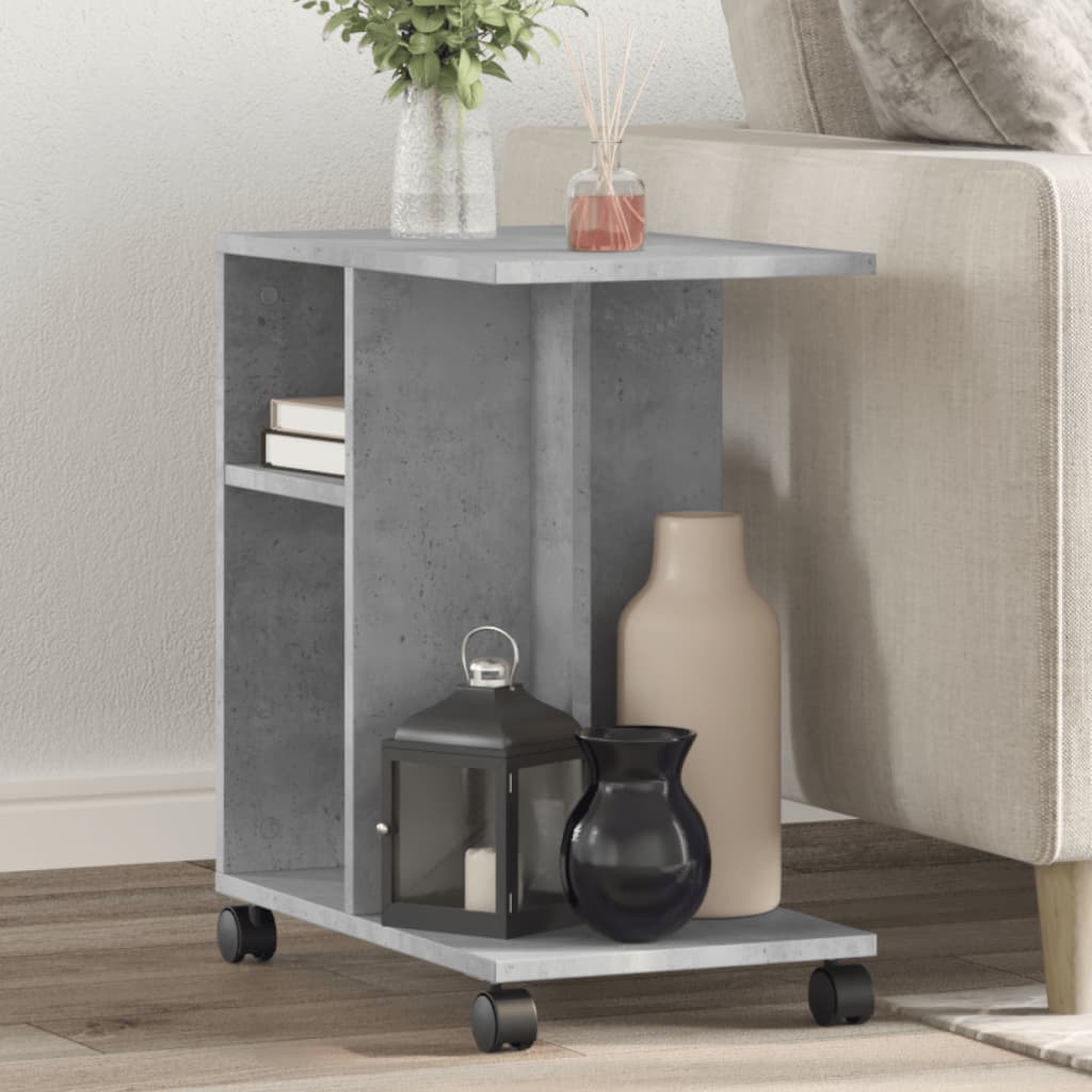 Mobile Concrete Grey Side Table, 50x30x55 cm, Engineered Wood