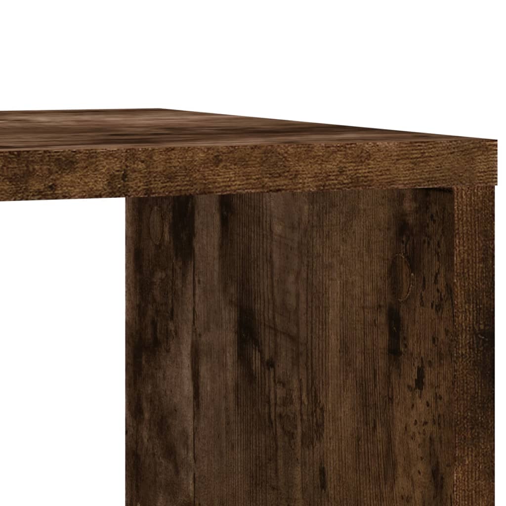 Mobile Side Table w/ Wheels, Smoked Oak, 50x30x55 cm Wood Finish