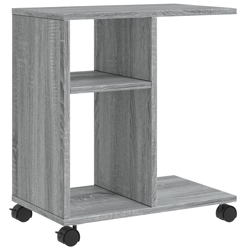 Grey Sonoma Side Table with Wheels, 50x30x55 cm, Engineered Wood