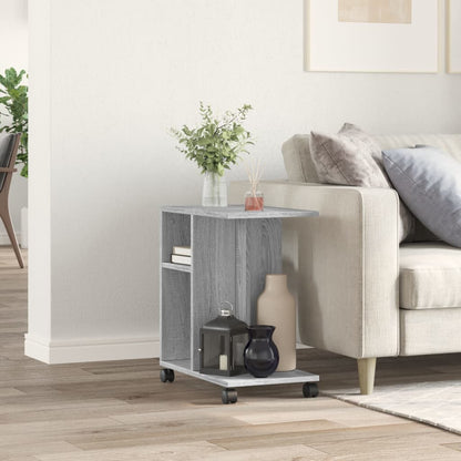 Grey Sonoma Side Table with Wheels, 50x30x55 cm, Engineered Wood