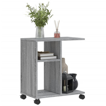 Grey Sonoma Side Table with Wheels, 50x30x55 cm, Engineered Wood