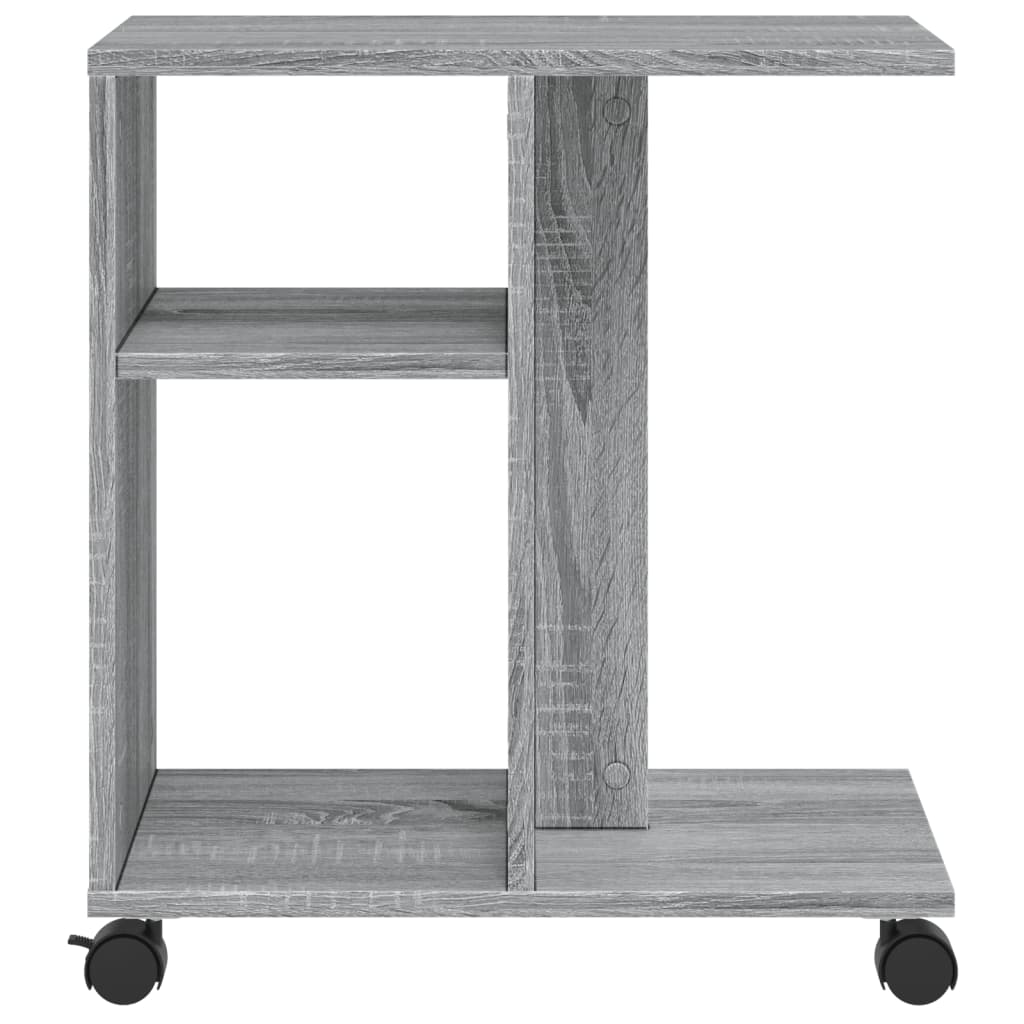 Grey Sonoma Side Table with Wheels, 50x30x55 cm, Engineered Wood