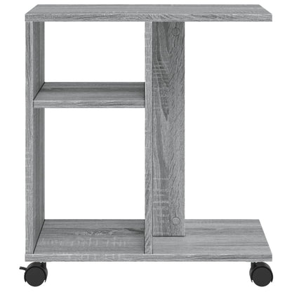 Grey Sonoma Side Table with Wheels, 50x30x55 cm, Engineered Wood