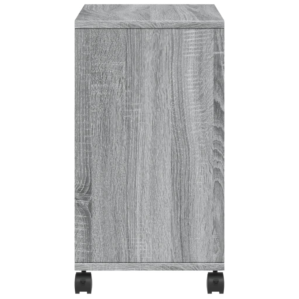 Grey Sonoma Side Table with Wheels, 50x30x55 cm, Engineered Wood