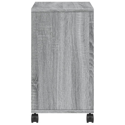 Grey Sonoma Side Table with Wheels, 50x30x55 cm, Engineered Wood