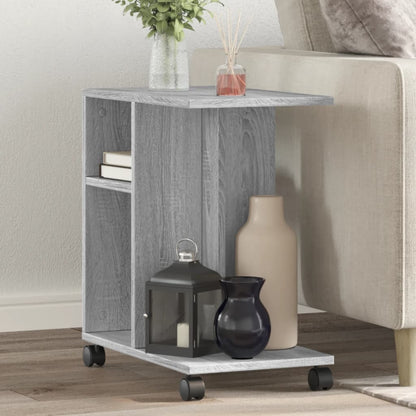 Grey Sonoma Side Table with Wheels, 50x30x55 cm, Engineered Wood