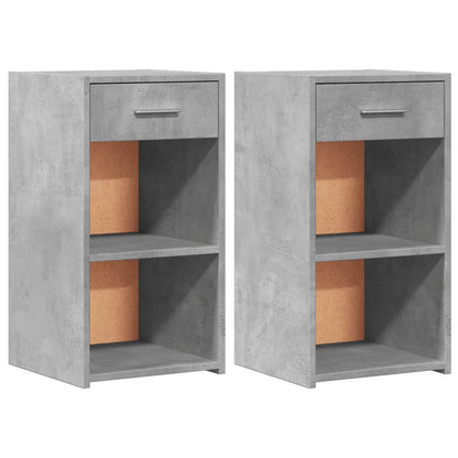 Concrete Grey Engineered Wood Bedside Cabinets Set, 35x34x65 cm