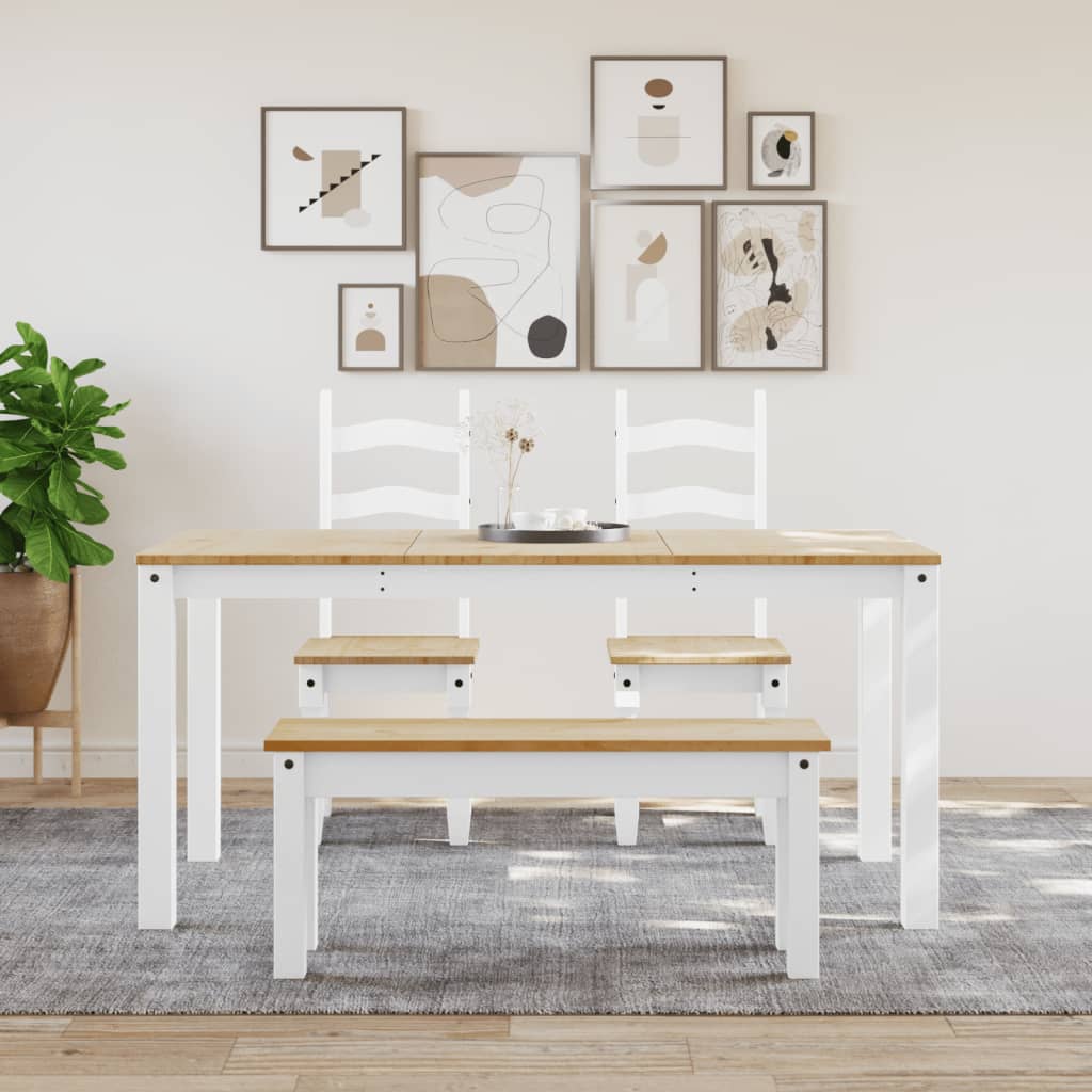 Solid Pine Dining Table Panama White - 160x80x75 cm