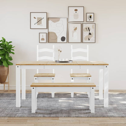 Solid Pine Dining Table Panama White - 160x80x75 cm
