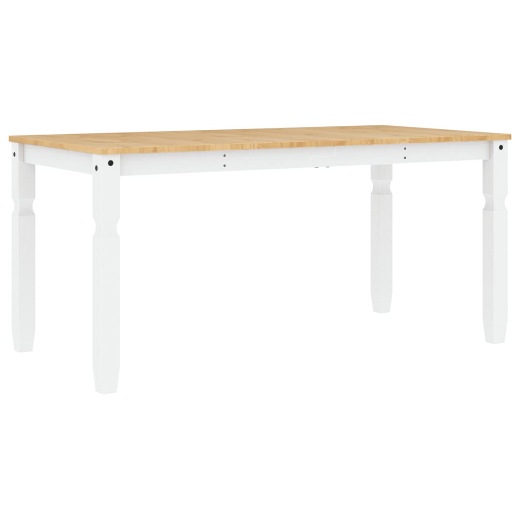 Solid Wood Pine Dining Table, Corona White, 160x80x75 cm