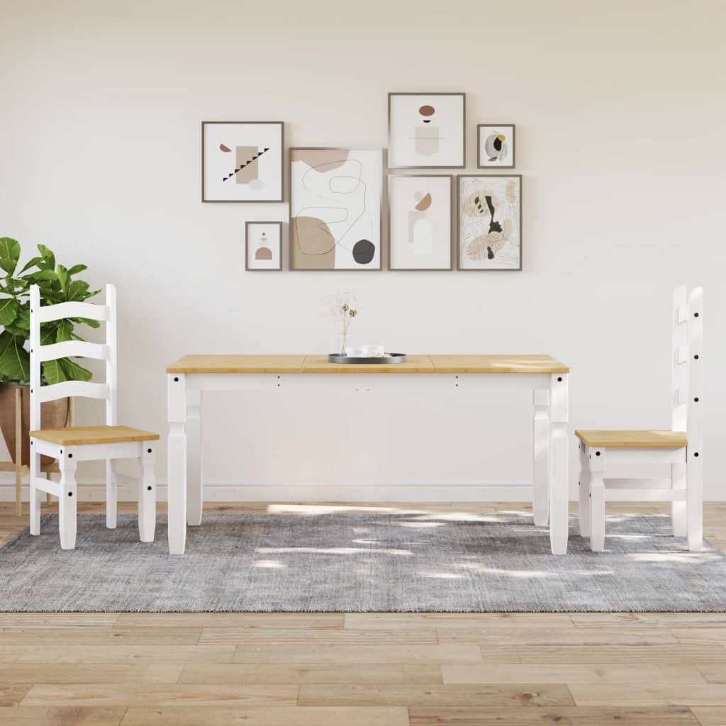 Solid Wood Pine Dining Table, Corona White, 160x80x75 cm
