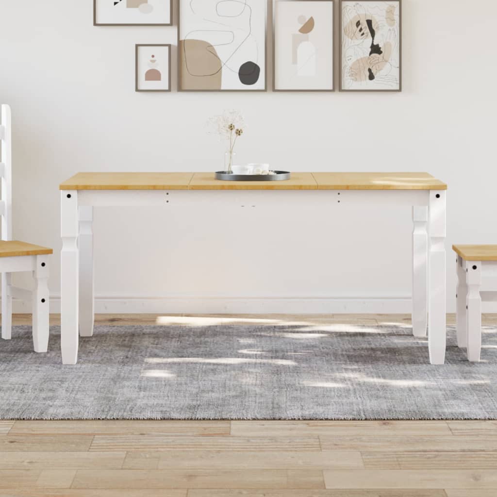 Solid Wood Pine Dining Table, Corona White, 160x80x75 cm