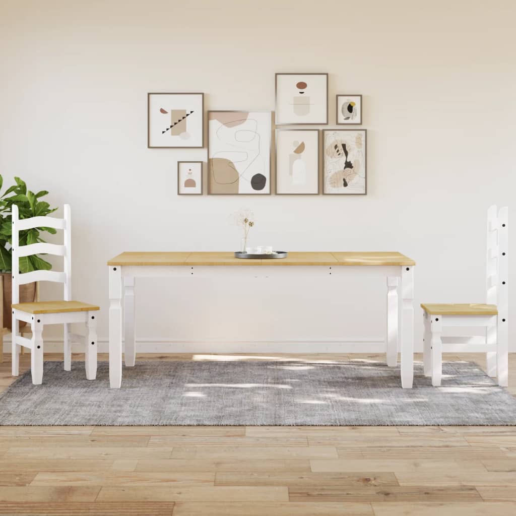 Solid Wood Pine Corona Dining Table, White 180x90x75 cm