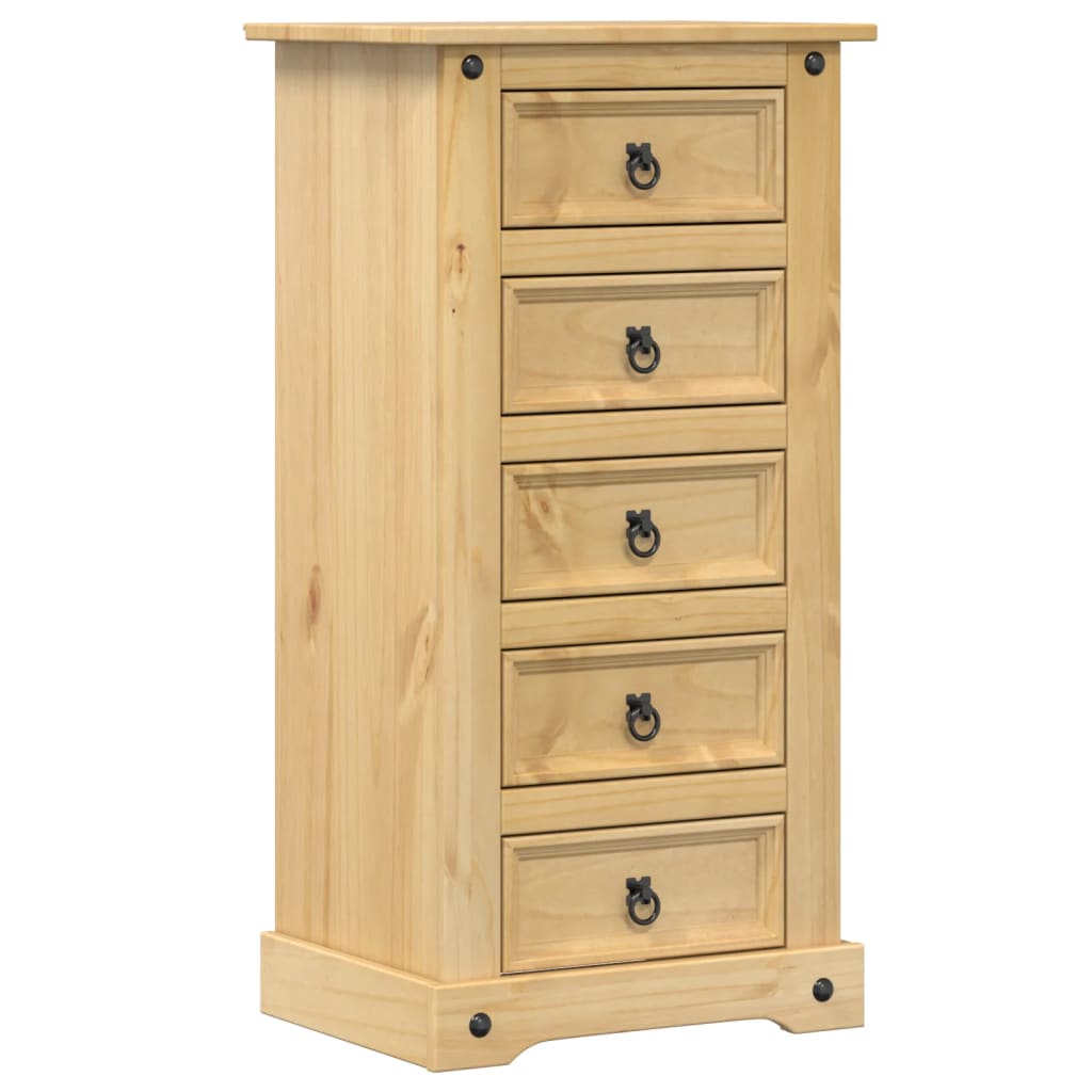 Solid Pine Bedside Cabinet Corona 53x39x103 cm - Rustic Charm