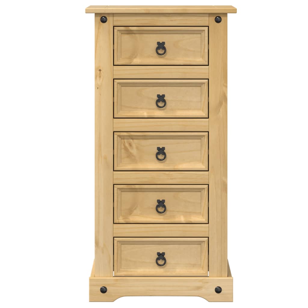Solid Pine Bedside Cabinet Corona 53x39x103 cm - Rustic Charm