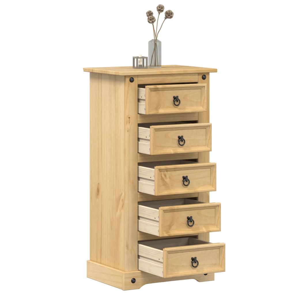 Solid Pine Bedside Cabinet Corona 53x39x103 cm - Rustic Charm